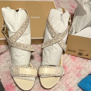 Michael Kors Beige and Cream Wedge Sandals
